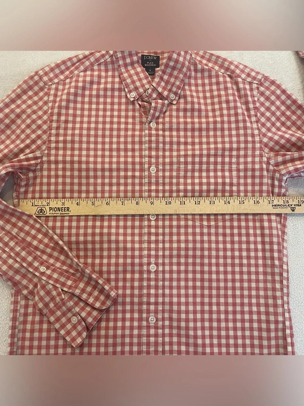 J.Crew Flex Washed Slim Untucked Pink Gingham Button Down Shirt Small